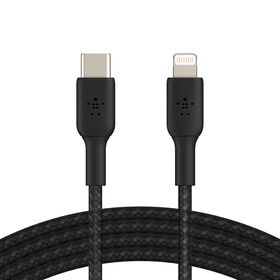 Braided USB-C to Lightning Cable (1m / 3.3ft, Black), Black, hi-res