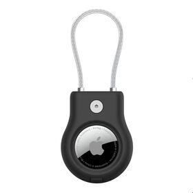 Secure Holder with Wire Cable for AirTag, Black, hi-res