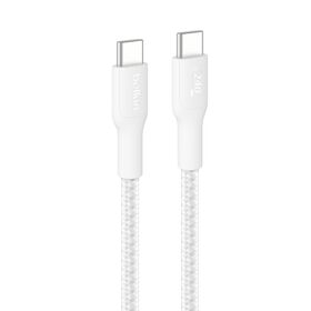 Geflochtenes USB-C-/USB-C-Kabel (240&nbsp;W), 3&nbsp;m, Wei&szlig;, Wei&szlig;, hi-res