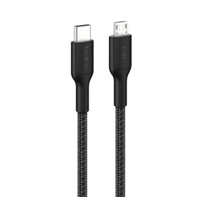 Geflochtenes USB-C auf Micro-USB-Kabel, 1&nbsp;m, Schwarz, Schwarz, hi-res