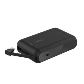 Power Bank 10K with Integrated Cable, Black, hi-res