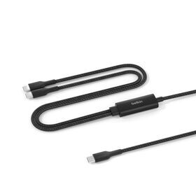Braided USB-C to Dual USB-C Cable 140W, Black, hi-res