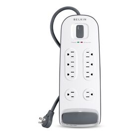 8-outlet Surge Protector with 6 ft Power Cord with Telephone Protection, White, hi-res