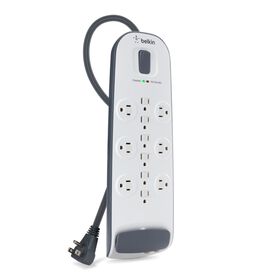 12-outlet Surge Protector with 8 ft Power Cord with Cable/Satellite and Telephone Protection, White, hi-res