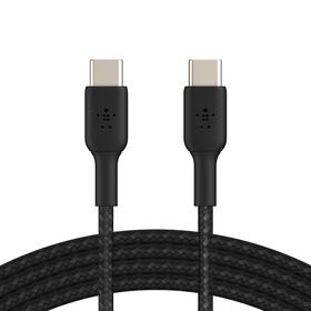 Braided USB-C to USB-C Cable 60W, 3.3ft/1m, Black, Black, hi-res