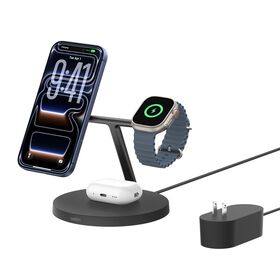 3-in-1 Wireless Charging Stand with Qi2 15W, Black, hi-res